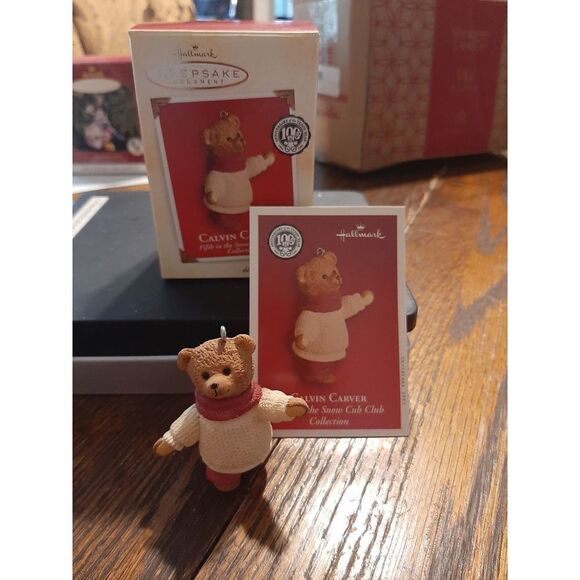 New 2002 Hallmark Keepsake 100th Anniversary Teddy Bear Calvin Carver Ornament - Picture 1 of 7
